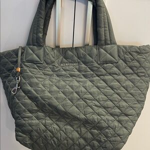 MZ Wallace Olive Quilted Tote. Small Metro Tote. Olive green